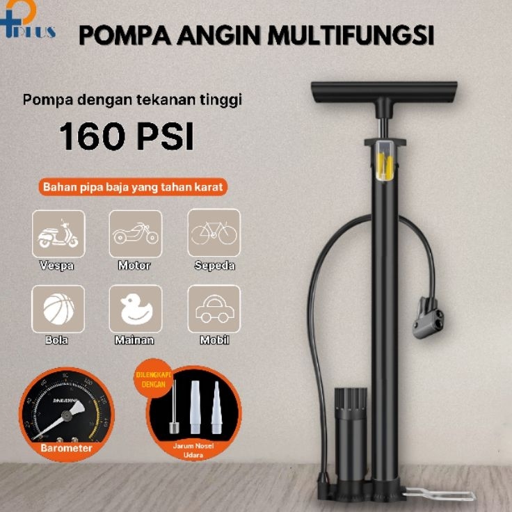 Paling Bagus  Pplus  Pompa Angin Sepeda Motor Mobil Tabung Meter Black  High Pressure Pompa Angin VP