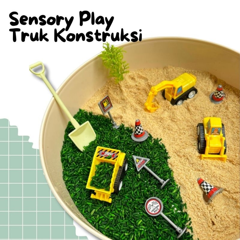 Truk Konstruksi Sensory Play / Messy Play Tema Truk Konstruksi / Sensory Play Alat Berat / Sensory