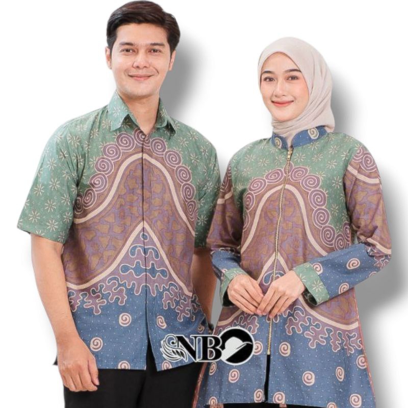Baju Batik Pasangan Couple Model Resleting | Blus Batik Wanita | Hem Batik Pria M L XL XXL