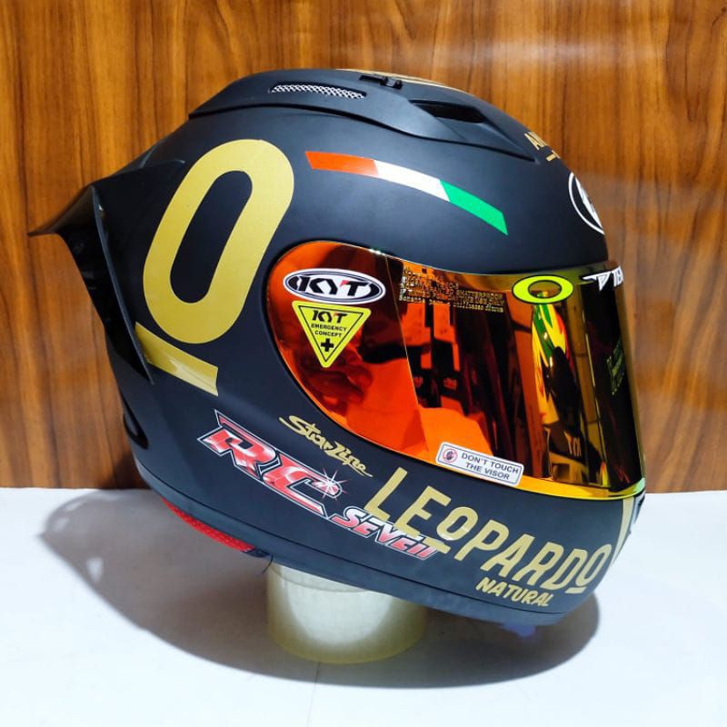 Helm Kyt Rc7 Solid Black dof Leopard Paket Ganteng