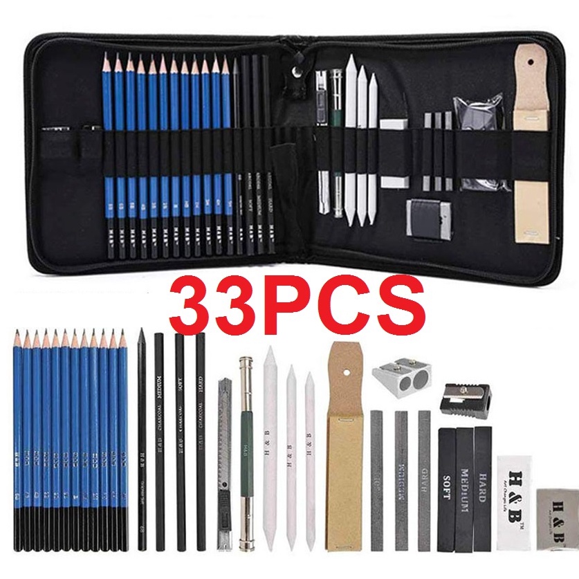 

Paket Murah 33PCSSet Sketch Pensil Pisau Penghapus dan Pensil Gambar untuk Keperluan Sekolah Pencil Drawing Set