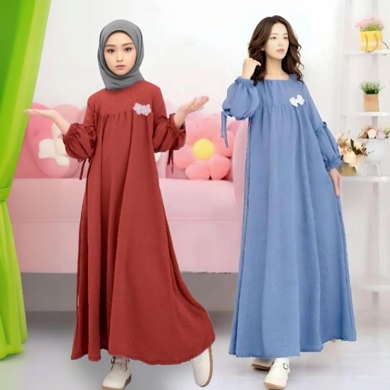Cuci Gudang Gamis Perempuan Rayon Crinkle Airflow 0-17 Tahun & Dewasa Ragam Warna Dress