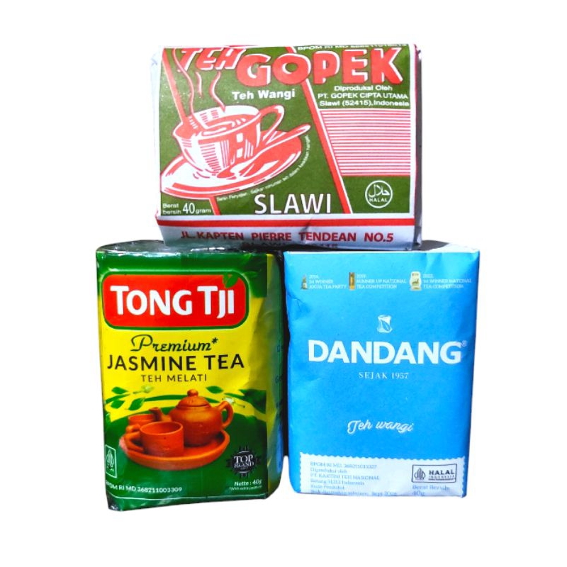 

paket teh ( gopek / dndg biru / tj jasmine 40grm )