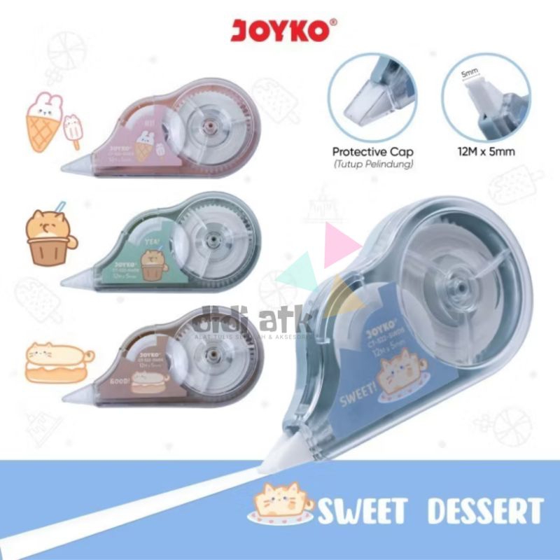 

Pita Koreksi Correction Tape Joyko CT-522 SWDS Sweet Dessert Tipek Kertas 12M x 5mm 1 Pcs