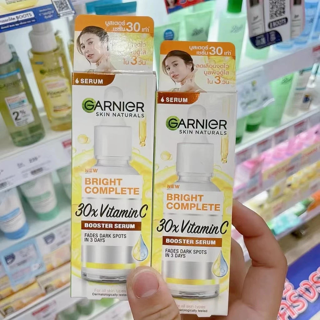 Garnier Bright Complete Vitamin C 30x Booster Serum 30ml Untuk Skin Care Penghilang Noda Hitam Mence