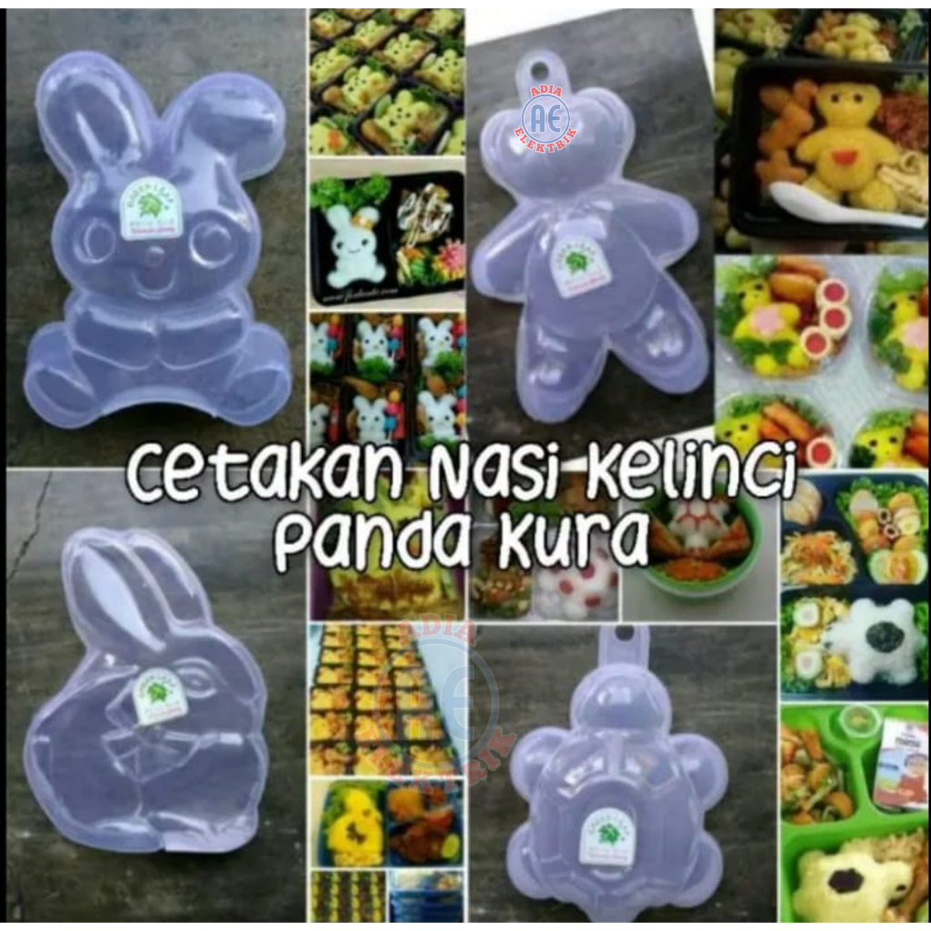 Cetakan Nasi Bento Karakter Kelinci, Panda, Kura / Cetakan Ager / Jelly / Puding