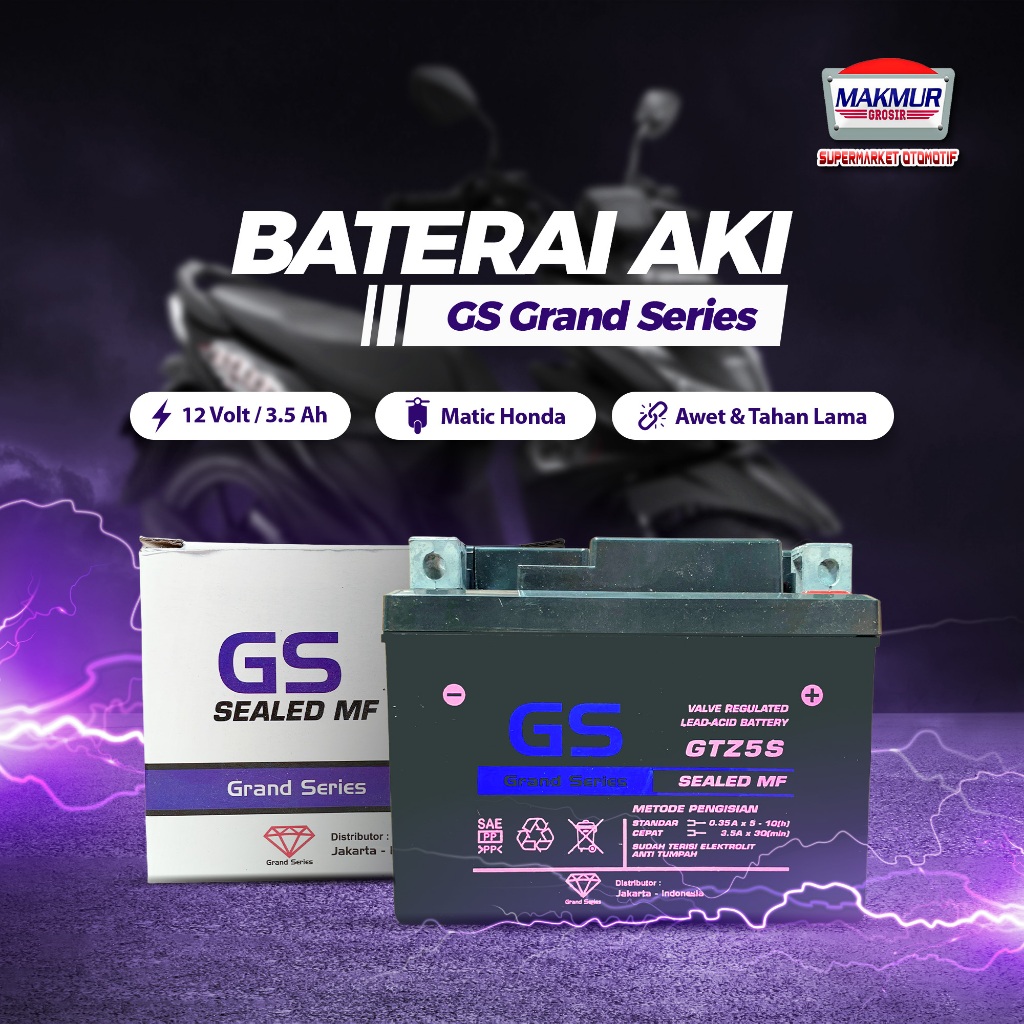 Baterai AKI KERING GS GTZ5S Grand Series 12V 3,5Ah