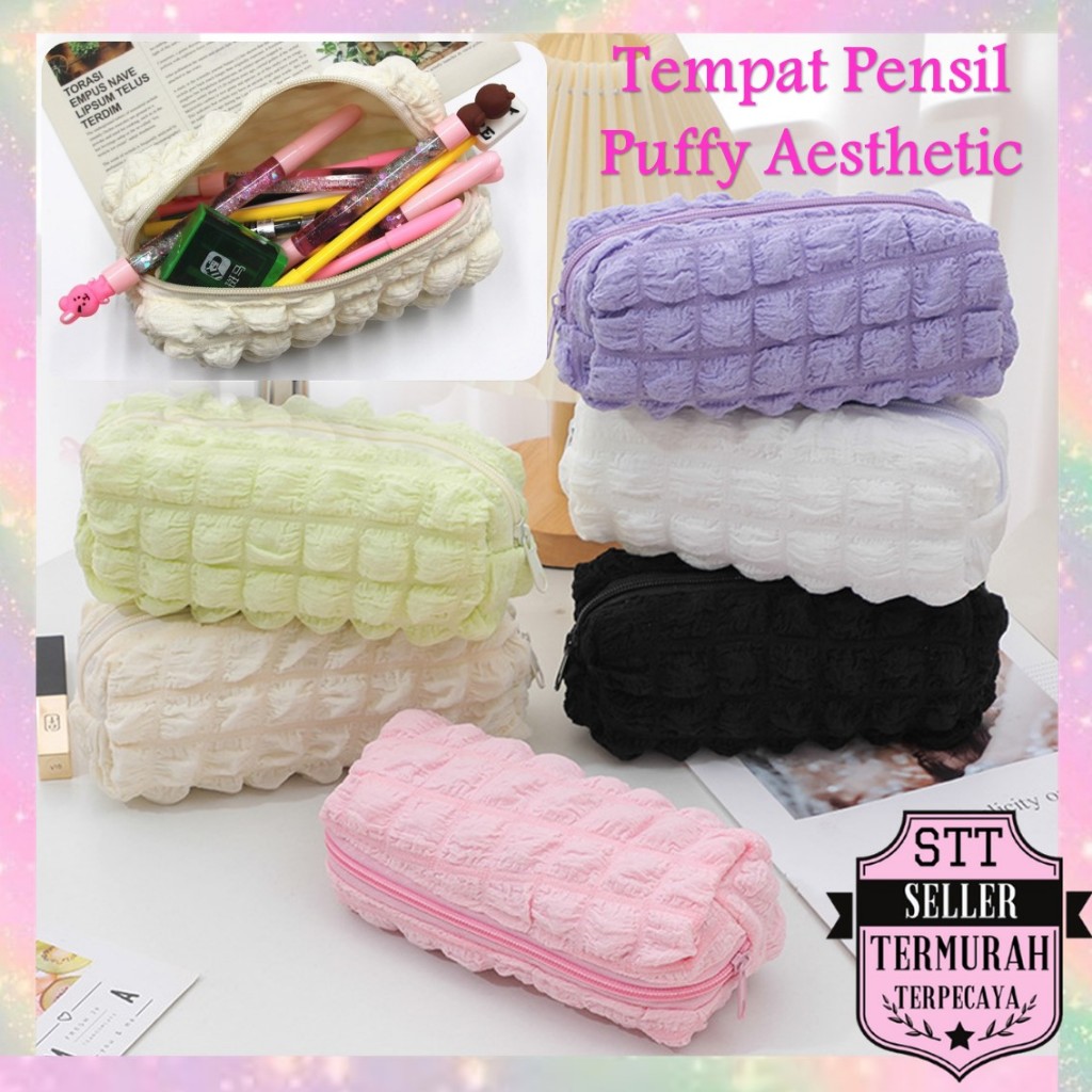 

STT Tempat Pensil Puffy Aesthetic Kotak Pensil Sleting Lucu Warna Macaroon Aesthetic Crinkled Fufu Pouch Tempat Pensil Bulu Bentuk Bantal Kotak Cute Pillow Make Up Pouch Organizer Travel Kapasitas Besar