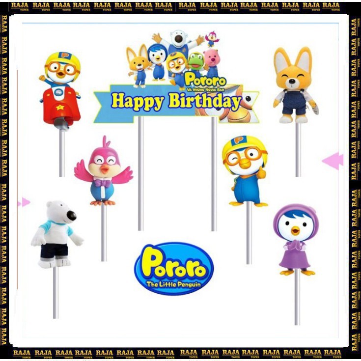 

Toper Cake/Toper Karakter/Toper Happy Birthday/Toper Ulang Tahun/Hiasan Kue Ulang Tahun/Toper Karakter PORORO/Toper Tusukan Murah