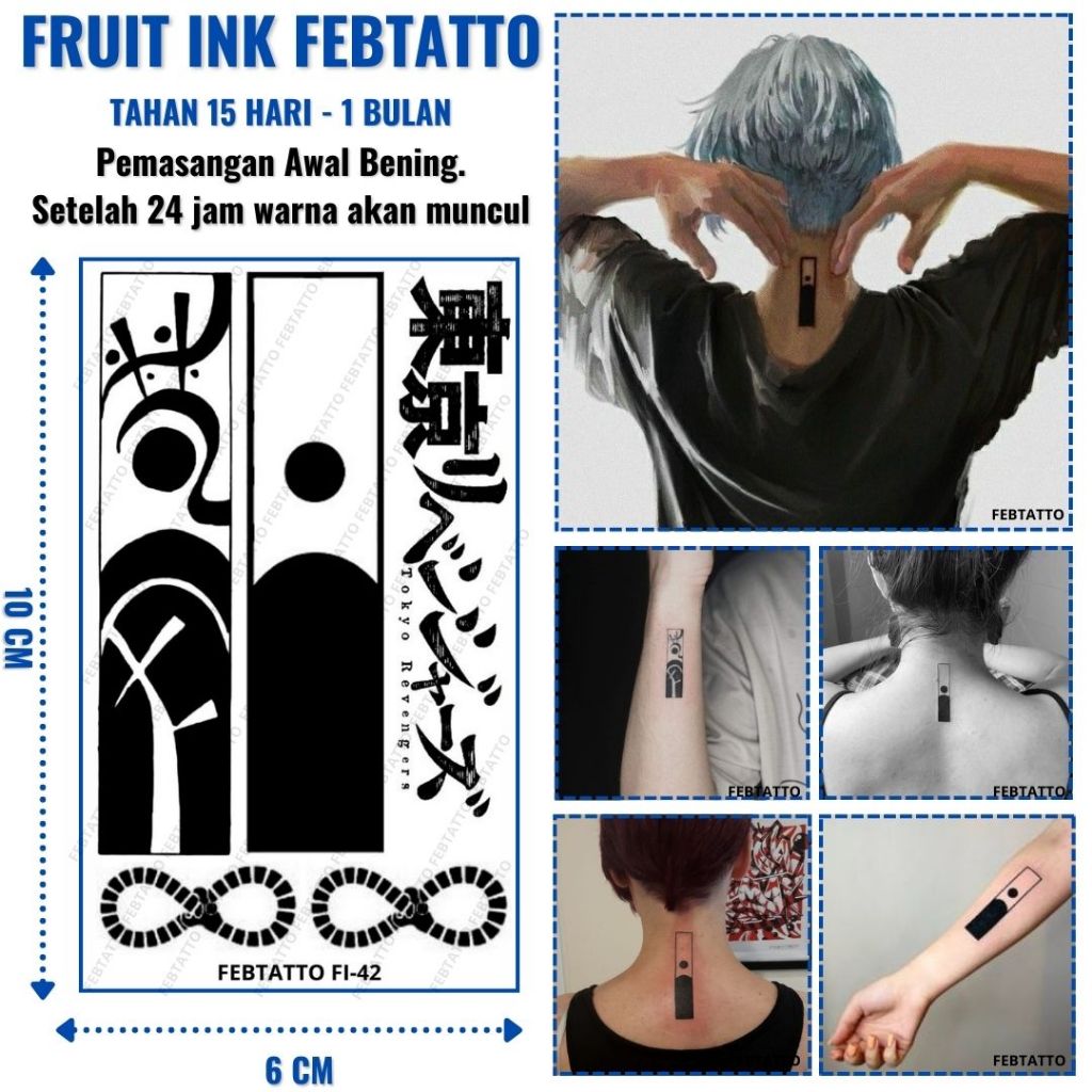 FRUIT INK Tato Tokyo Revengers Mikey Hanma Draken Tahan 1 Bulan Ukuran 6cm x 10cm - FI 42 - Tato Len