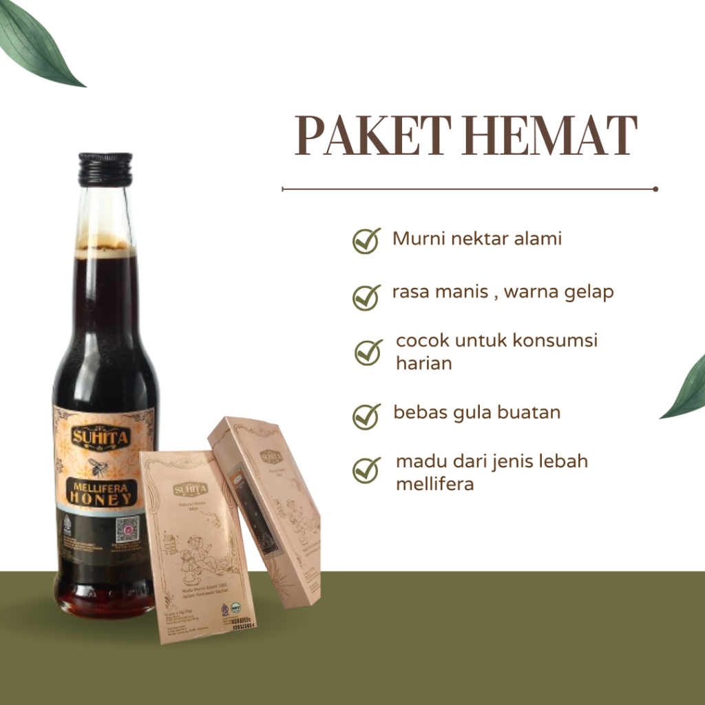 

Madu Suhita Madu Hutan/Madu Murni/Melifera Honey dan Trigona Honey BUY1 GET1