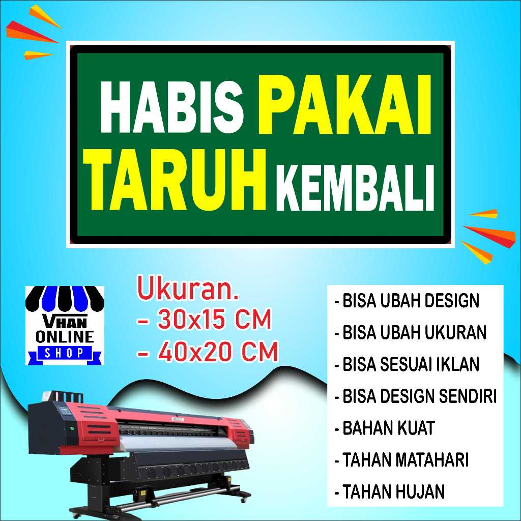 

Cetak Sticker Tempelan Habis Pakain Taruh Kembali Hijau