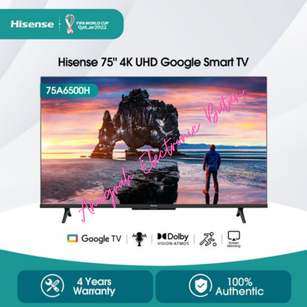 TV Hisense Google TV 75 Inch 75A6500H 4K UHD Google TV 75A6500 Hisense BATAM