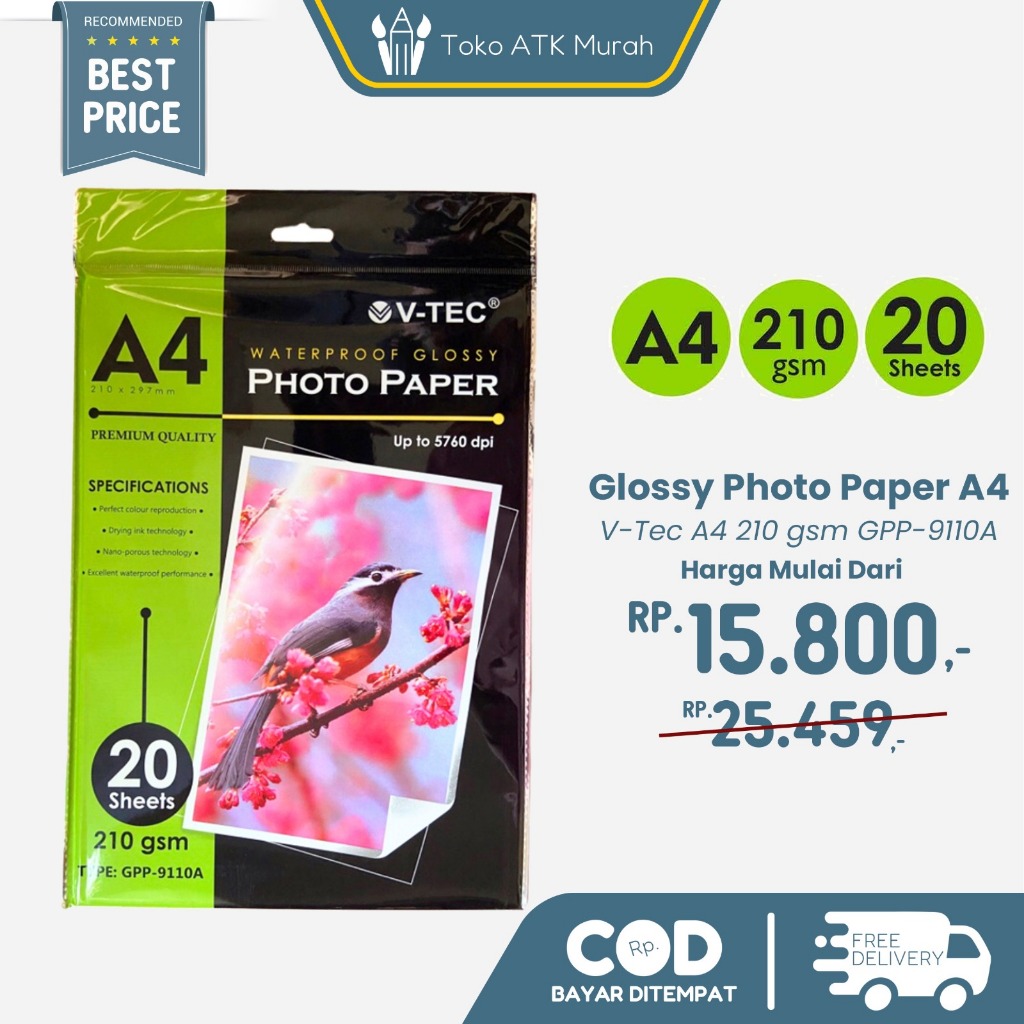 

V-Tec Glossy Photo Paper A4 210 gsm GPP-9110A