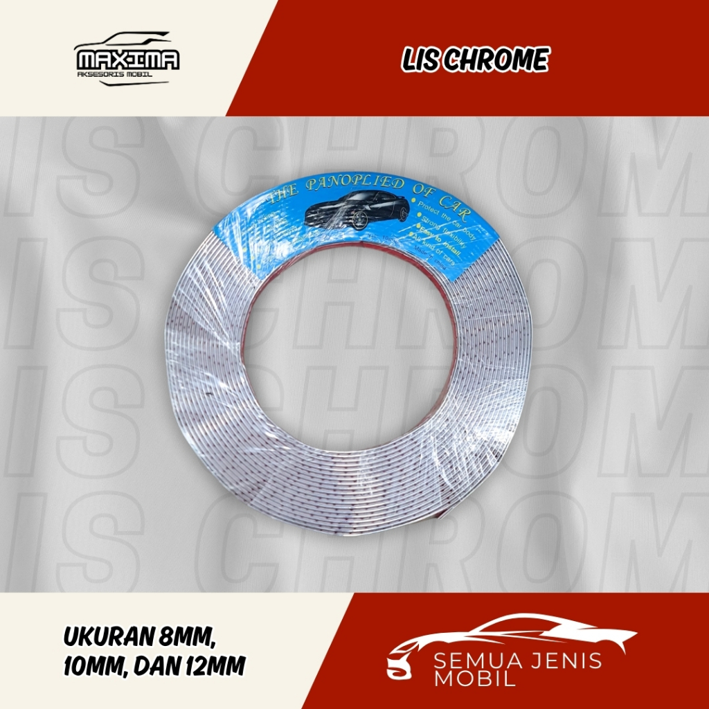 List Chrome 8mm 10mm 12mm Moulding List Universal Karet List Body Mobil Variasi Helm