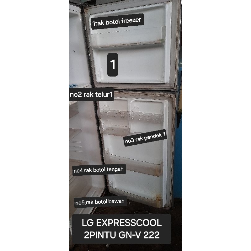 Rak botol/rak di pintu BEKAS LG EXPRESSCOOL 2PINTU,GN-V 222