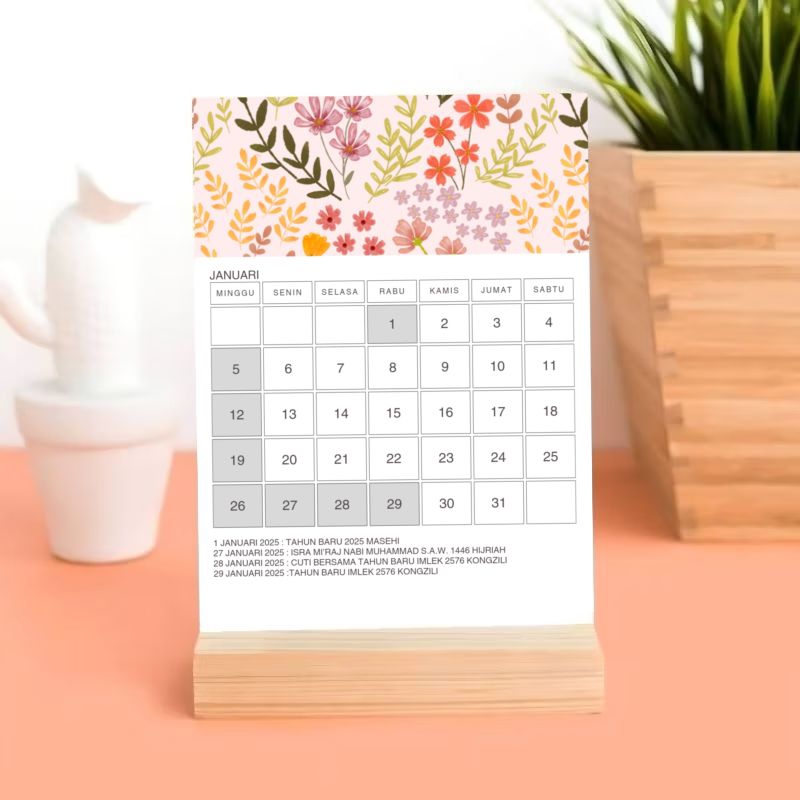 

Kalender 2025 Aesthetic floral wooden stand - ERNARA DESIGN