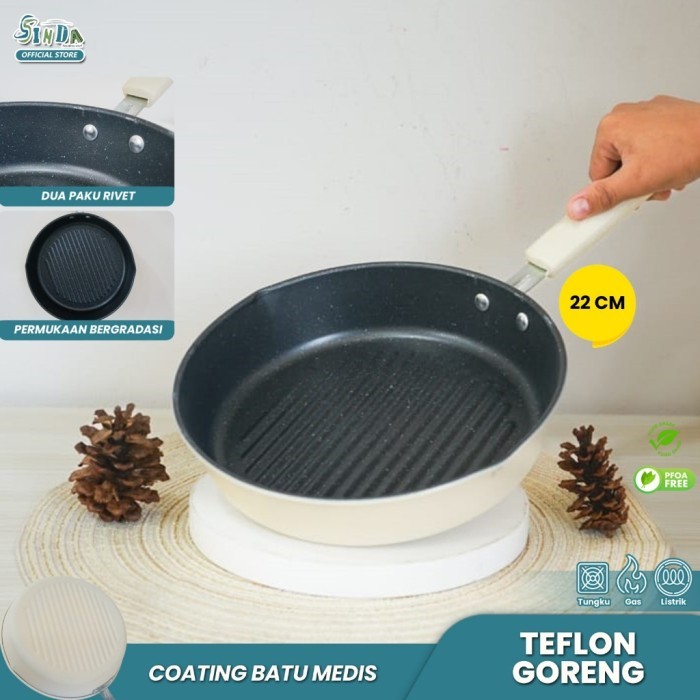 Pemanggang bulat Grill Pan 22cm / Alat Panggang Grill Pan