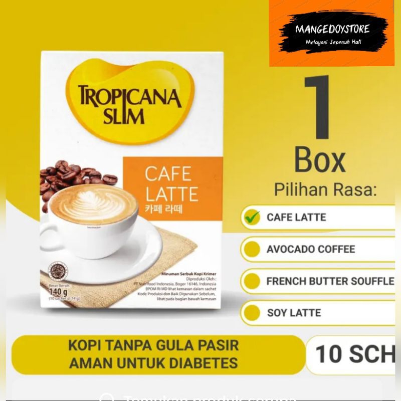 

Tropiacana Slim CAFE LATTE (10 Sch) - Kopi Bebas Gula