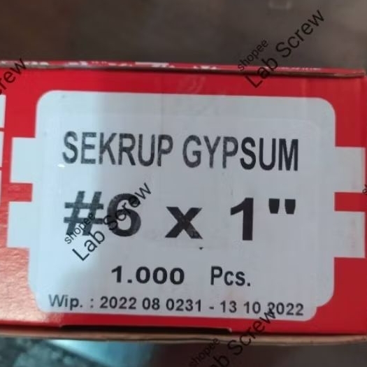 Sekrup Gypsum 6x1 Isi 1000 pcs