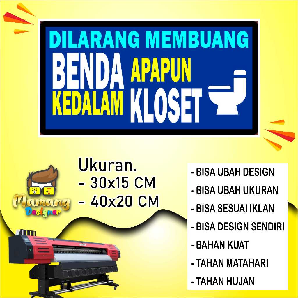 

Sticker Tempelan Tulisan Peringatan Di WC Biru