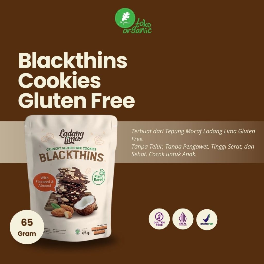 

Ladang Lima Blackthins Mini Bites Cookies Gluten Free (65gr) Cookies Gluten Free Rasa Cokelat Almond, Kue Kering Bebas Gluten , Cookies Sehat