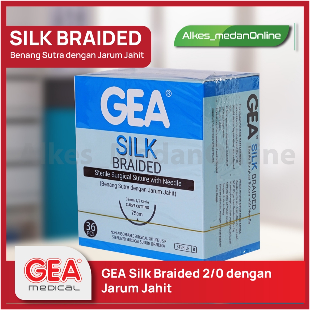 GEA l SILK BRAIDED USP Benang Steril Surgical Suture | SILK BRAIDED USP + NEEDLE Benang + Jarum