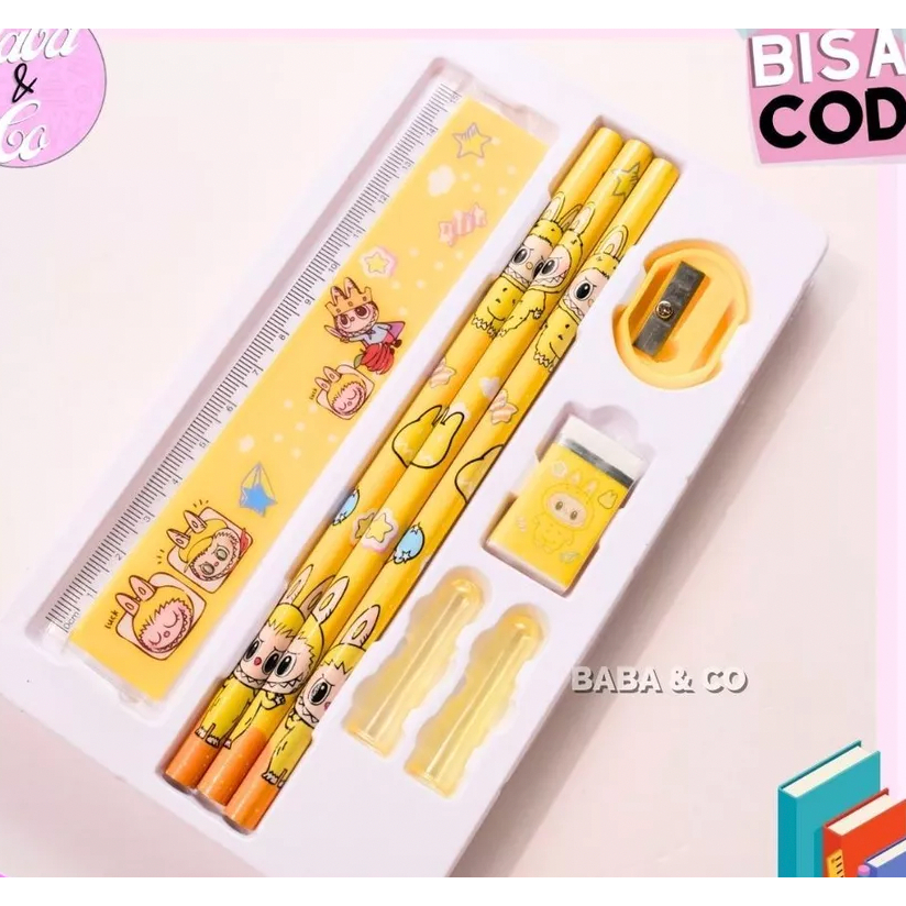 

ID PAKET ALAT TULIS LABUBU SANRIO KUROMI 5 IN 1 SET ALAT TULIS LUCU UNIK PENGGARIS PENSIL STATIONERY