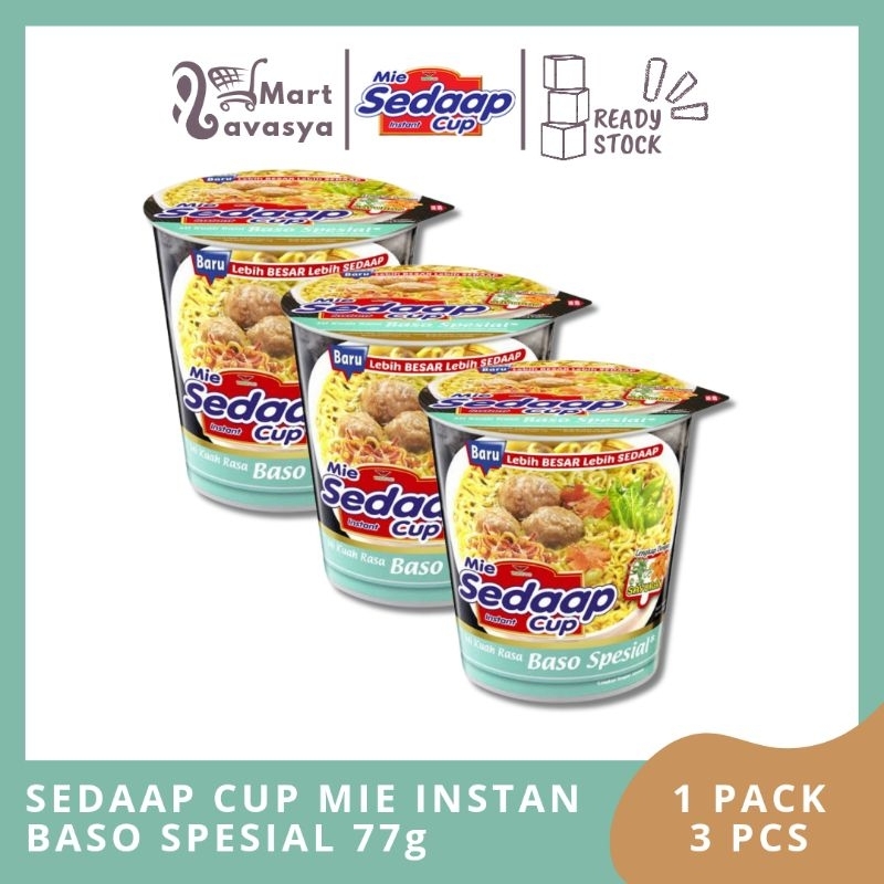

SEDAAP CUP MIE INSTAN BASO SPESIAL 77g - 1 PACK ( 3PCS ) - KOTA BANDUNG - LAVASYA MART