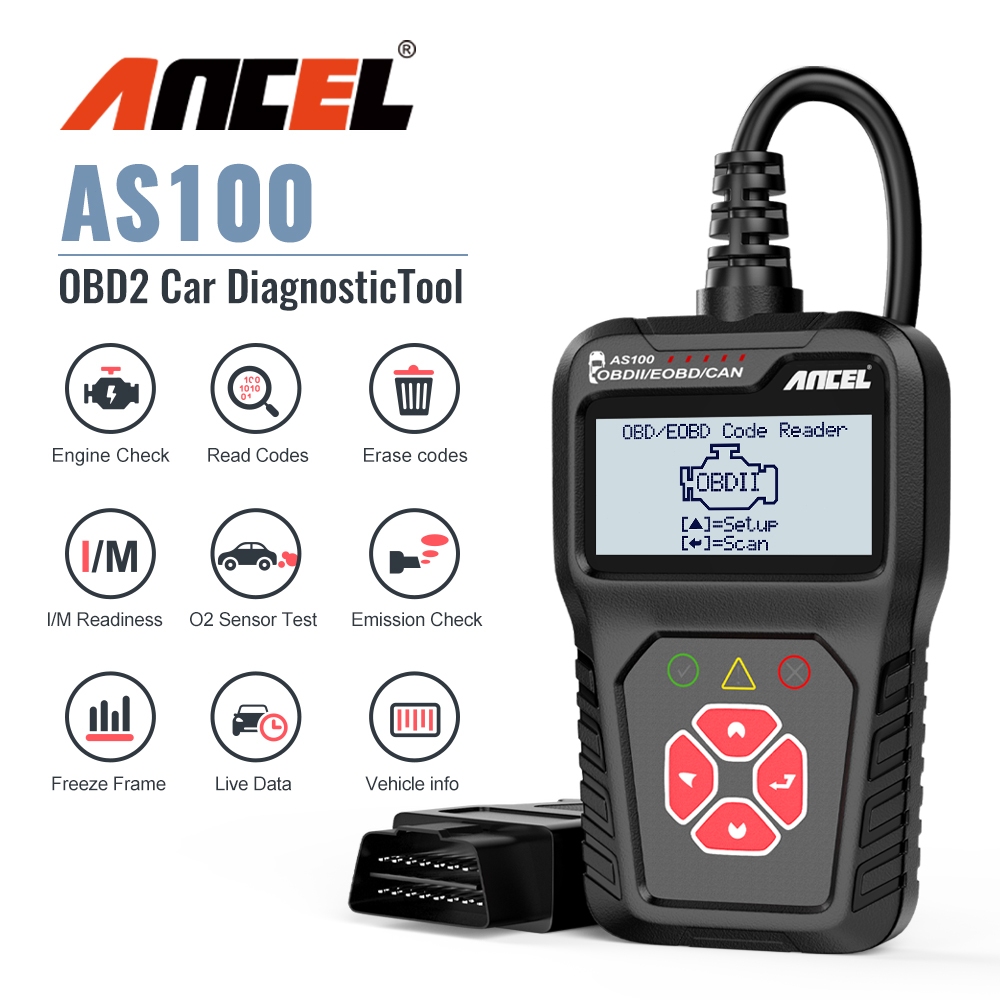 Ancel AS100 OBD2 Scanner Auto Alat Diagnostik OBD 2 Otomotif Scanner Mesin Analyzer Alat Pembaca