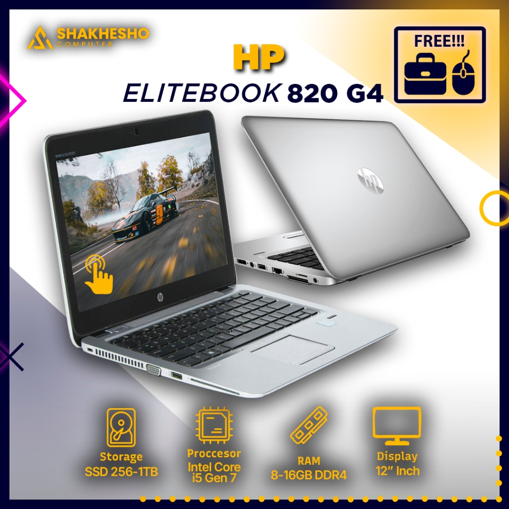 LAPTOP TOUCHSREEN HP ELITEBOOK 820 G4 CORE I5 GEN 7 RAM 8GB SSD 256GB MULUS ORIGINAL MURAH FULL SET