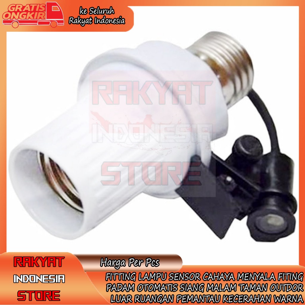 Fitting Lampu Sensor Cahaya Bohlam Menyala Padam Otomatis Taman Outdor Siang Malam Memantau Penerang