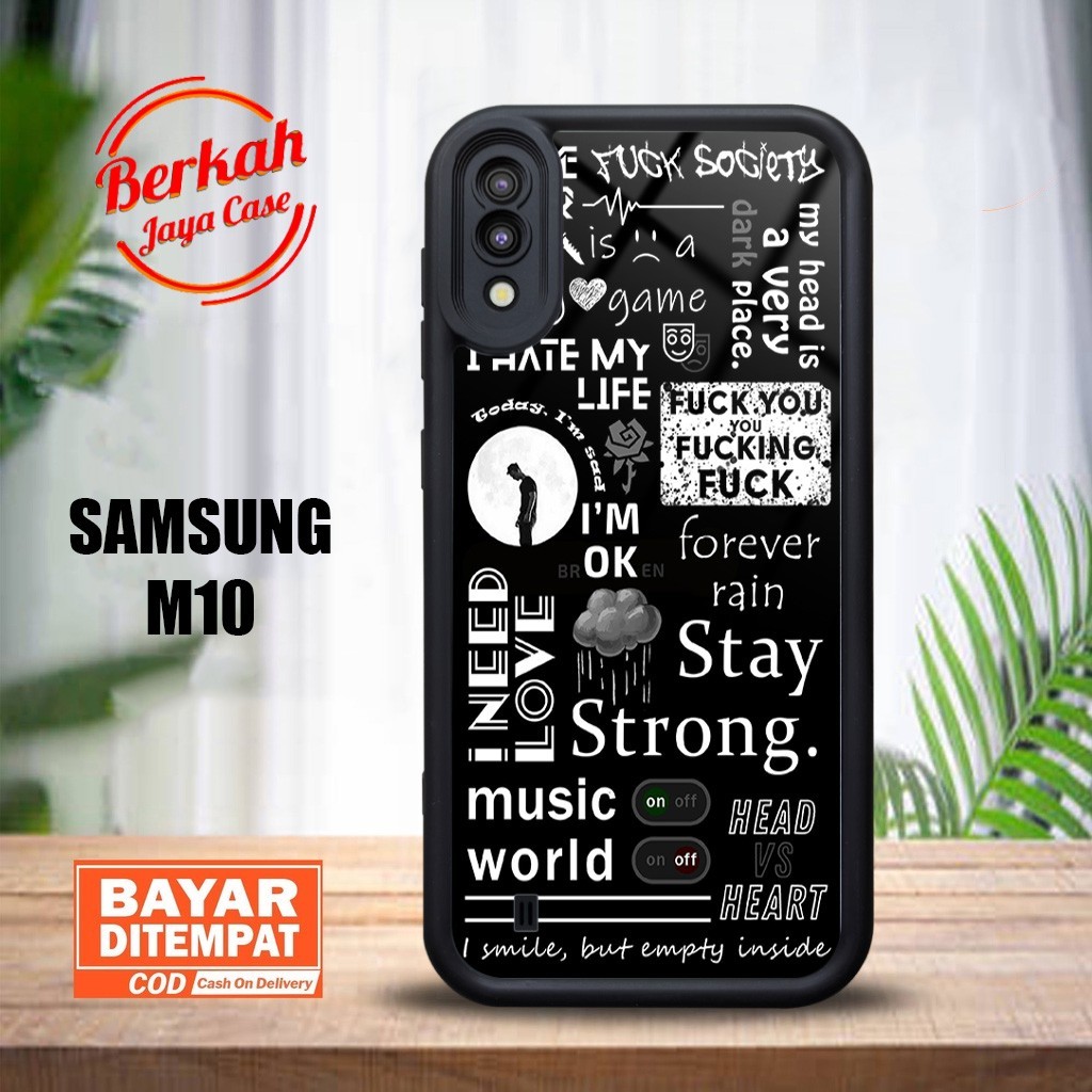 Berkah Case Samsung M10 Casing Samsung [ AESTHE BLACK ] Case Hp Glosy Casing Hardcase Softcase