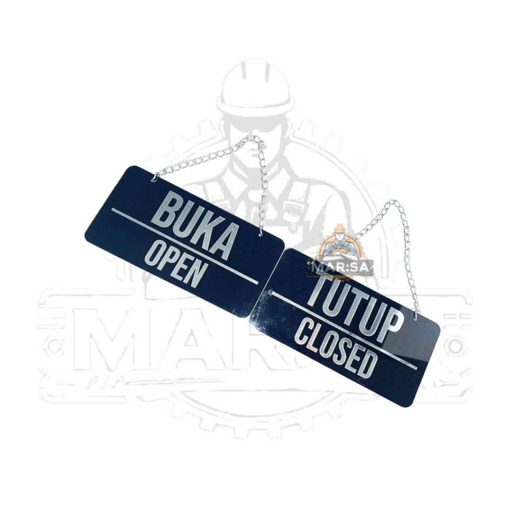 Akrilik Gantung Buka/Tutup bolak balik Tinggal pasang