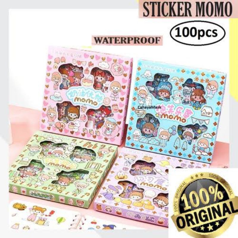 pretty stiker momo anak lucu waterproof / stiker box momo / stiker motif lucu berkarakter isi 100 le