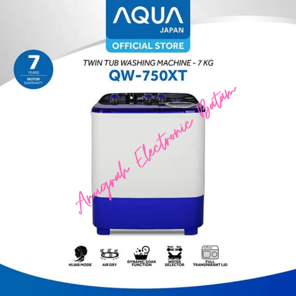 Mesin Cuci 2 tabung AQUA 7kg QW750XT / QW-750XT Hijab Series 750XT BATAM