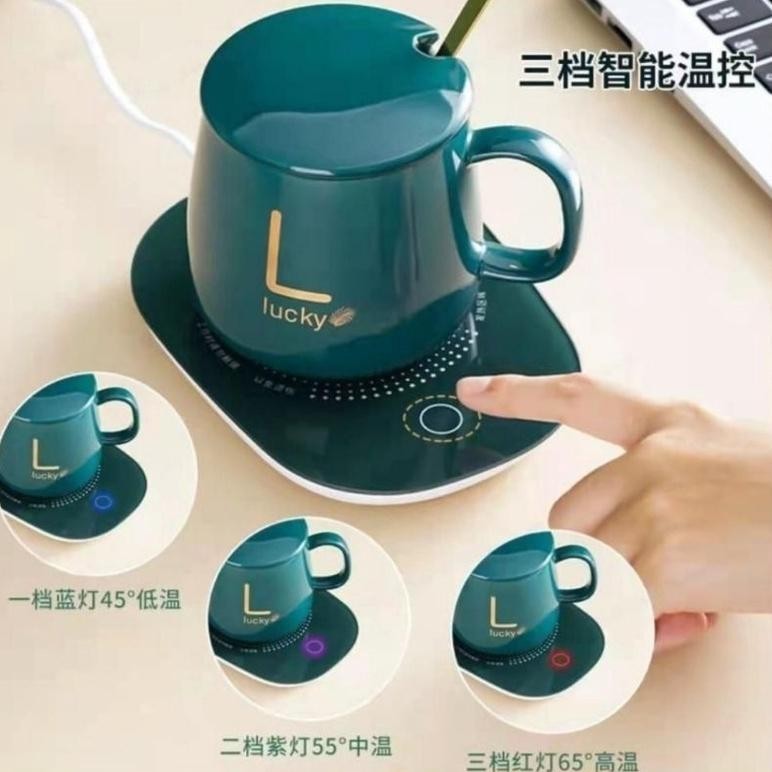 Mug Cangkir Elektrik Set Keramik Pemanas 55 Derajat Penghangat Kopi Gelas Mewah Keramik Listrik dan 