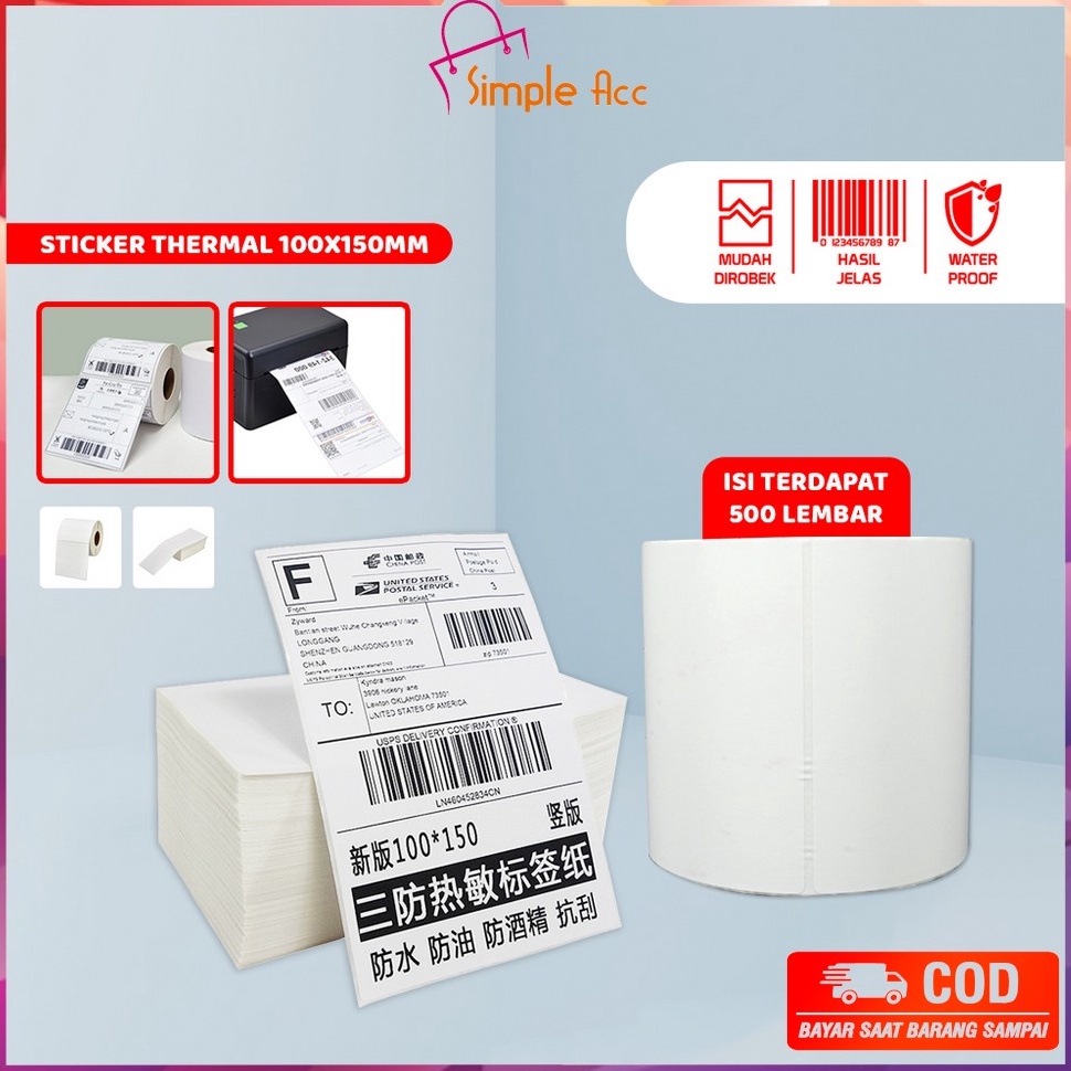 

7cGrosir DOA72 Label Sticker Thermal 1x15 MM Isi 5 LEMBAR Kertas Stiker Resi Label Barcode Kertas Thermal Kertas Printer 74