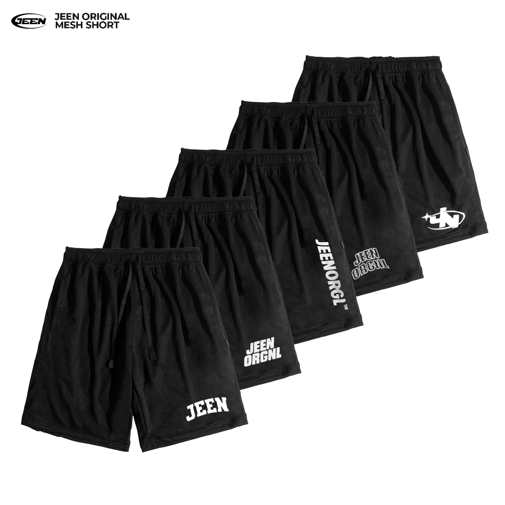 JEEN | Meshort Celana Pendek Kolor Hitam Tali Celana Santai Pria Wanita