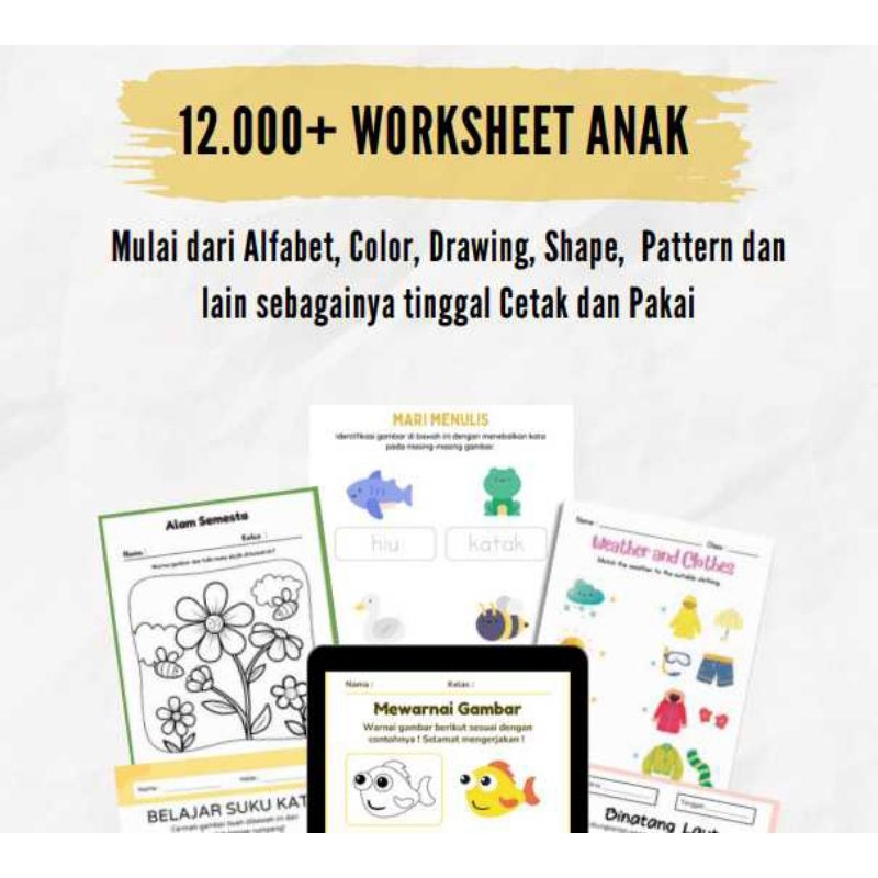 12000+ Worksheet Printable Anak Usia 2-7 Tahun