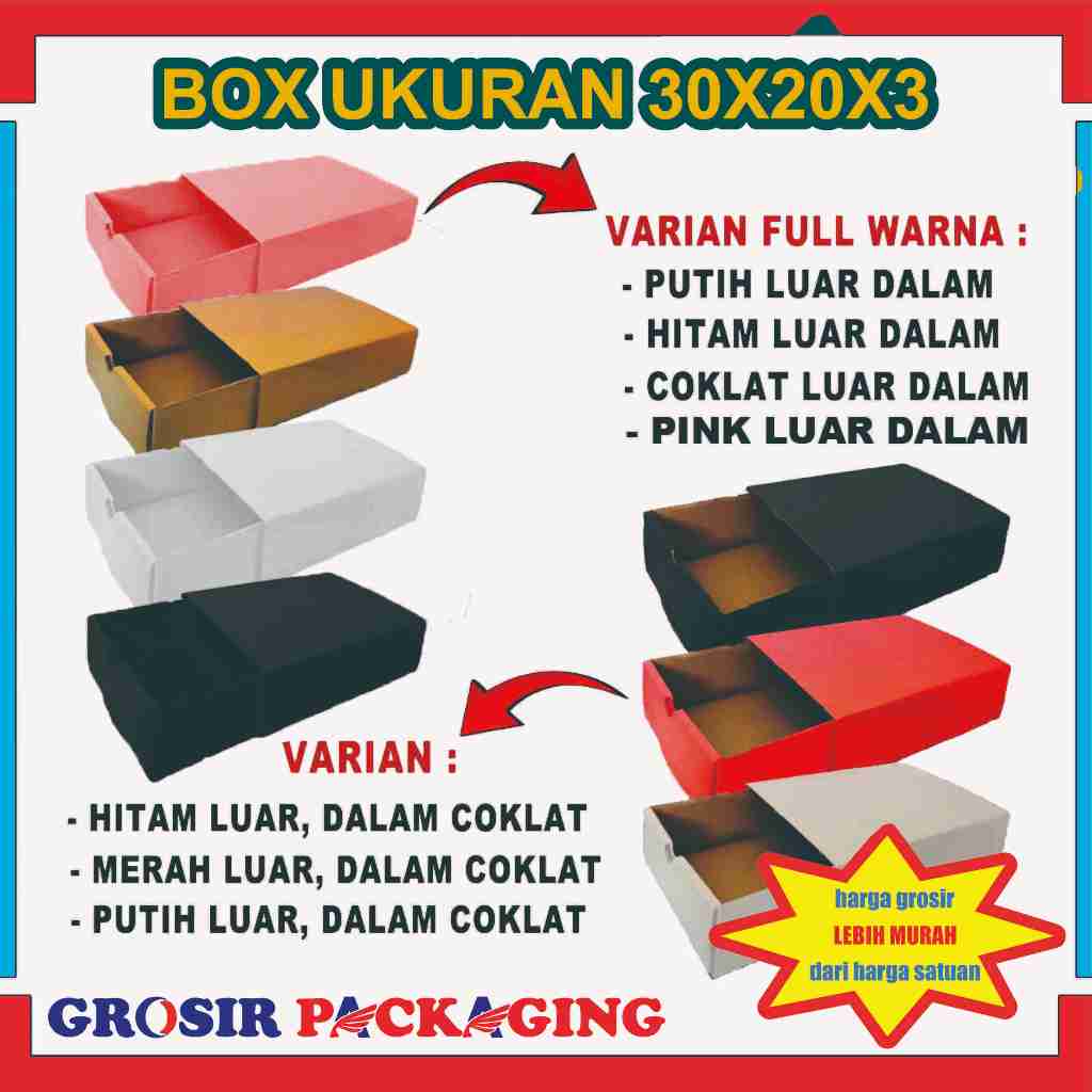 

(PAKET 100 PCS) Box 30x20x3 Cm / Box Sleding / Box Serbaguna / Kardus polos