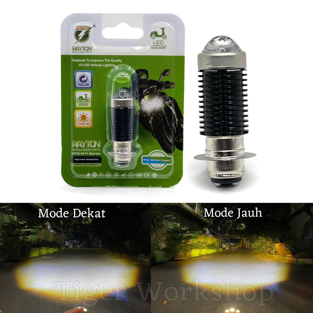 Lampu Led Motor H6 Laser Rayton RTD M11S Putih Kuning 18 Watt Original