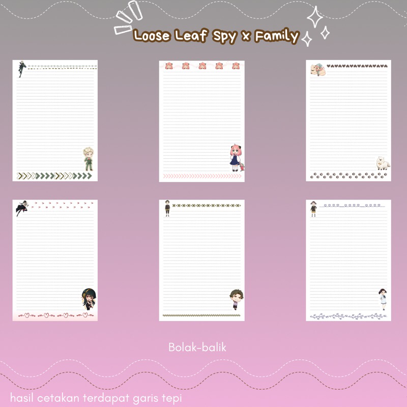 

Loose leaf / isi kertas binder Spy x Family / loose leaf anime