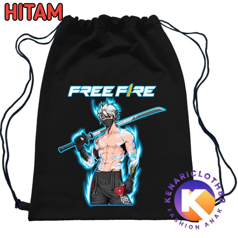 Tas serut anak motif ff free firee Karakter Pedang Katana/string bag anak free firee Karakter Pedang