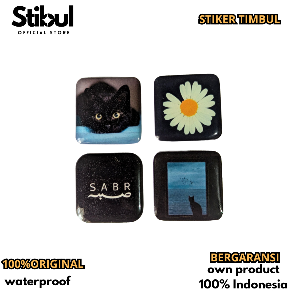

Stiker Timbul Resin Aesthetic waterproof Kucing biru hitam untuk case hp laptop dinding buku kaca dll