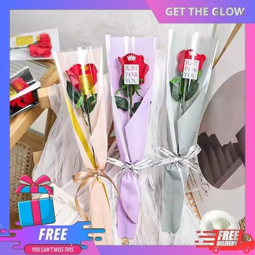 

(FREE GIFT RANDOM) Getheglow Plastik Bunga Mawar Wrapping Plastik Mini Buket Plastik Bungkus Bunga 1 Pcs