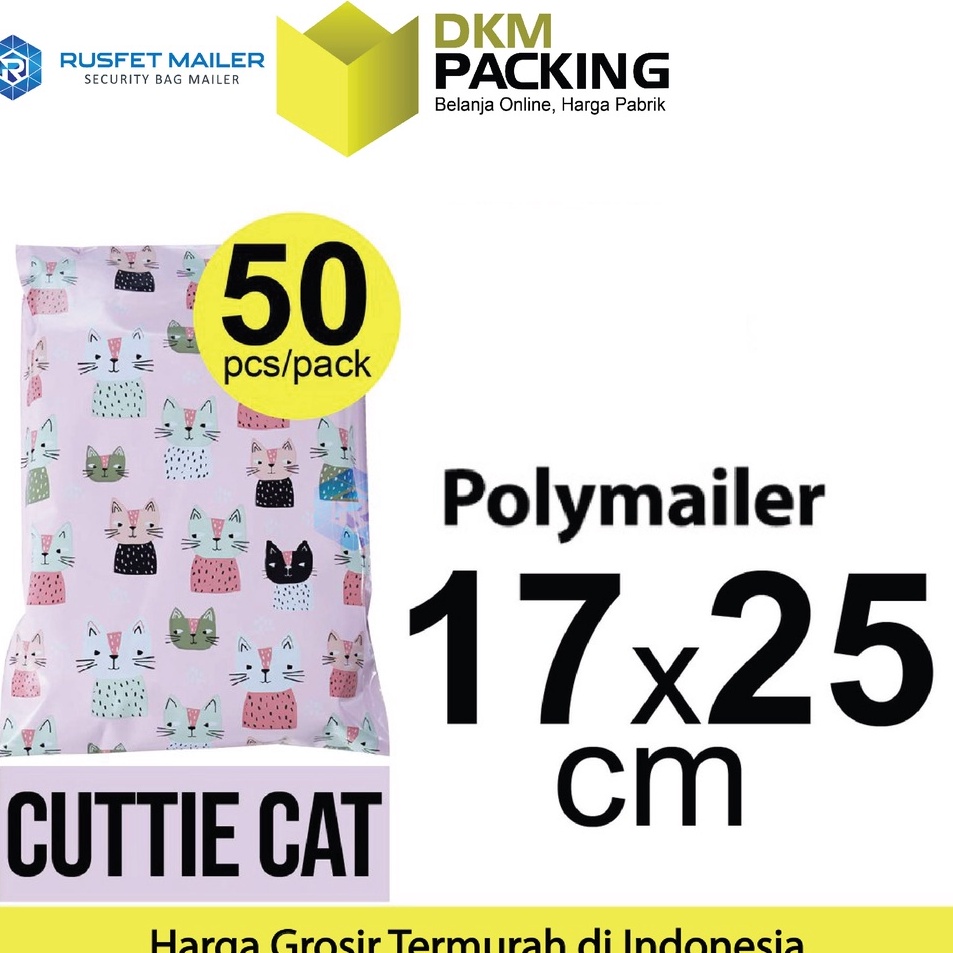 

Terbaru Polymailer 17cm x 25cm Polimailer Amplop Plastik Packing RUSFET Motif Cat PACK Z86
