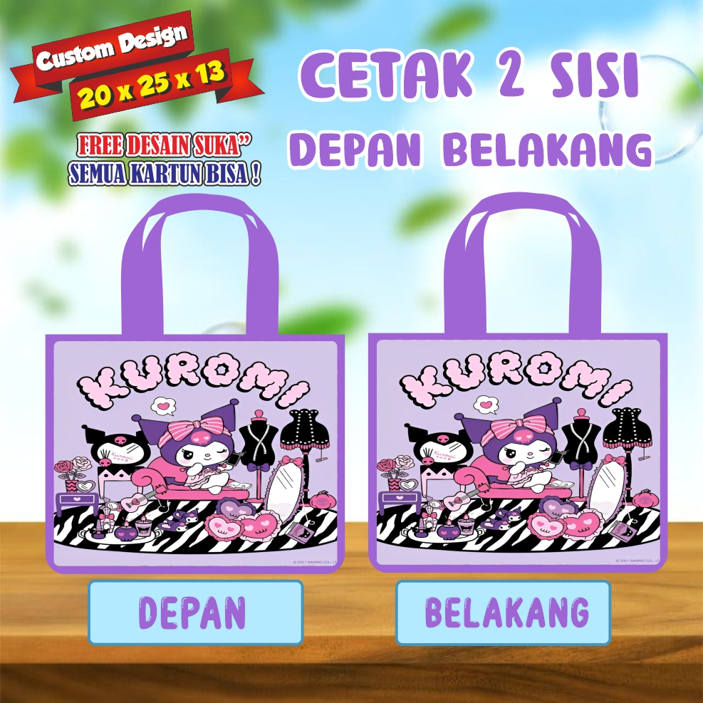 

Tas Ultah Anak/Goodiebag Custom Nama/Tas Ultah Anak Custom Nama/Model Print 2sisi Depan Belakang/Landscap Muat Box KFC
