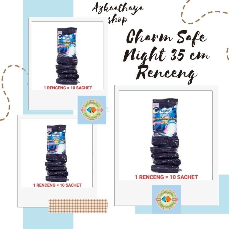 CHARM SAFE NIGHT PEMBALUT UKURAN 35 CM RENCENG ISI 10 SACHET