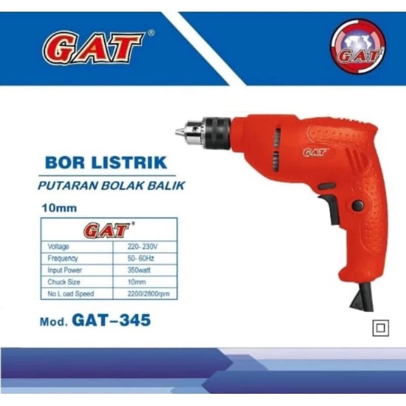 GAT Mesin bor listrik 10mm type 345 / bor GAT